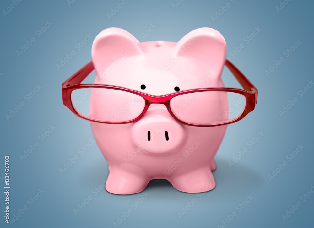 Piggy Bank. Pink piggy bank wearing glasses Piggy Bank. Pink piggy bank wearing glasses