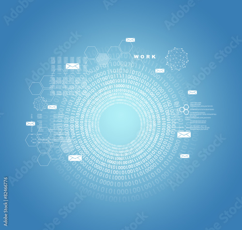 Abstract blue background with numbers around
