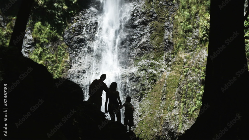 family looking at a waterfall family looking at a waterfall