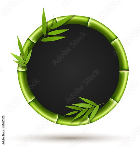 Bamboo grass circle frame with leafs isolated on white