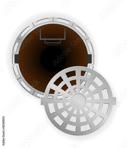 open sewer pit with a hatch vector illustration