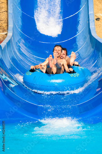 People water slide at aqua park