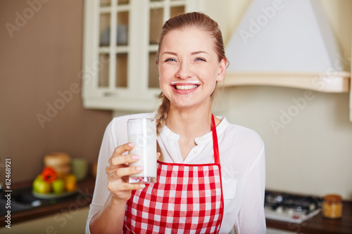 Female with kefir photo