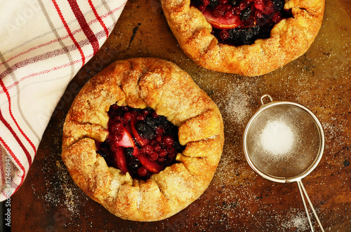 Apple and berry galette topped with sugar