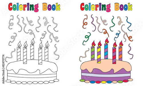 Coloring Book Birthday Cake
