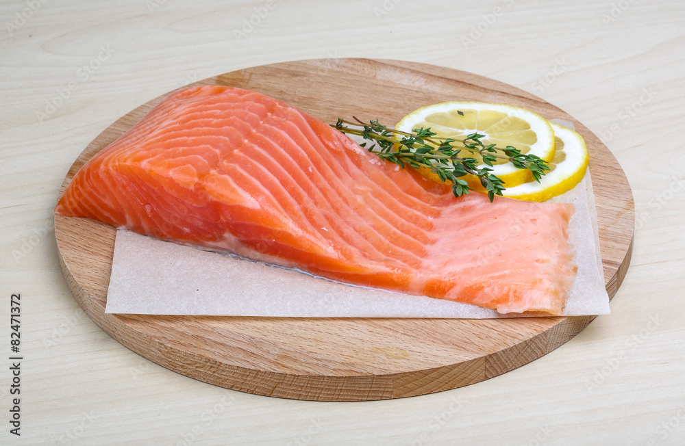 Salted Salmon on the wood background Salted Salmon on the wood background