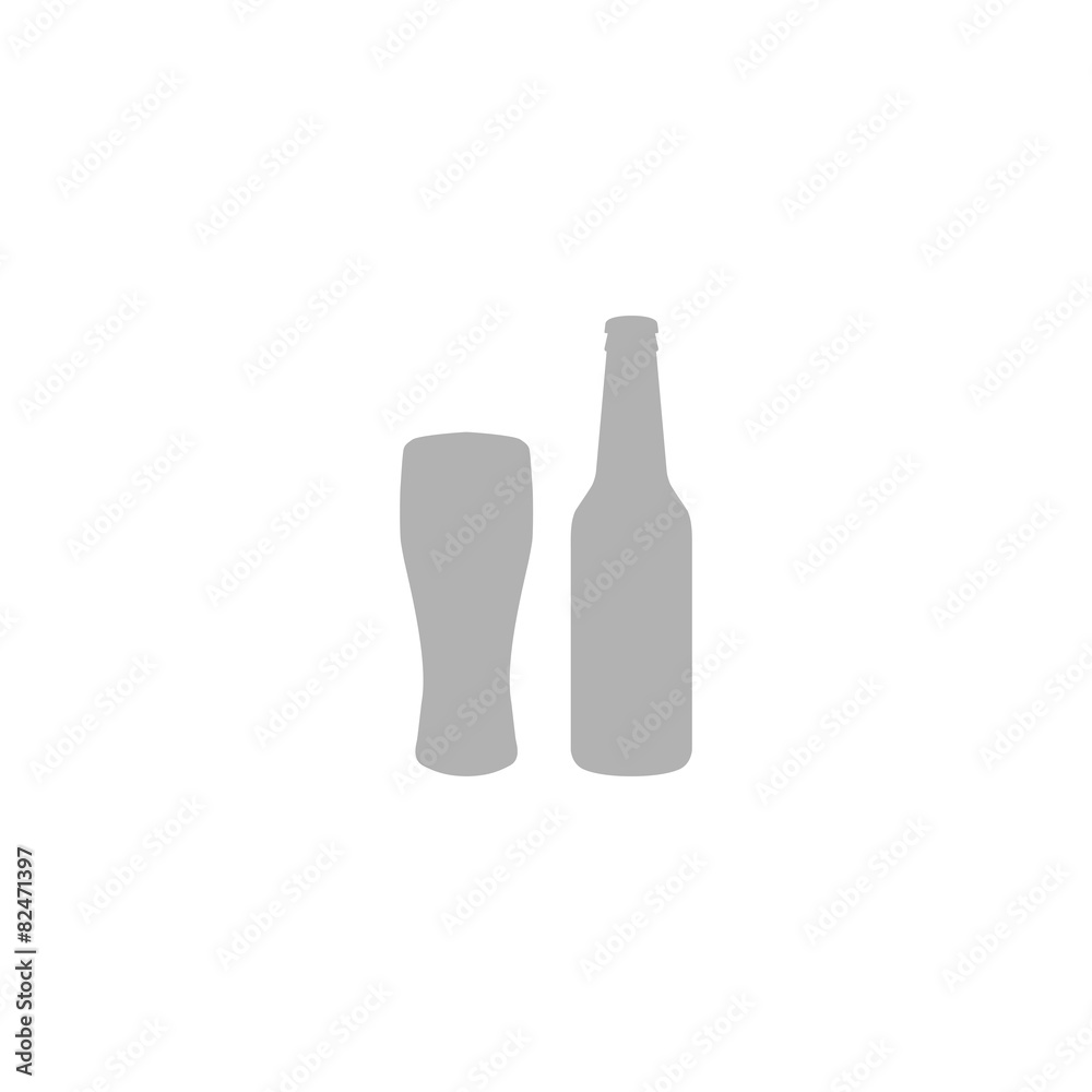 Simple icon bottles and glasses of beer. Simple icon bottles and glasses of beer.