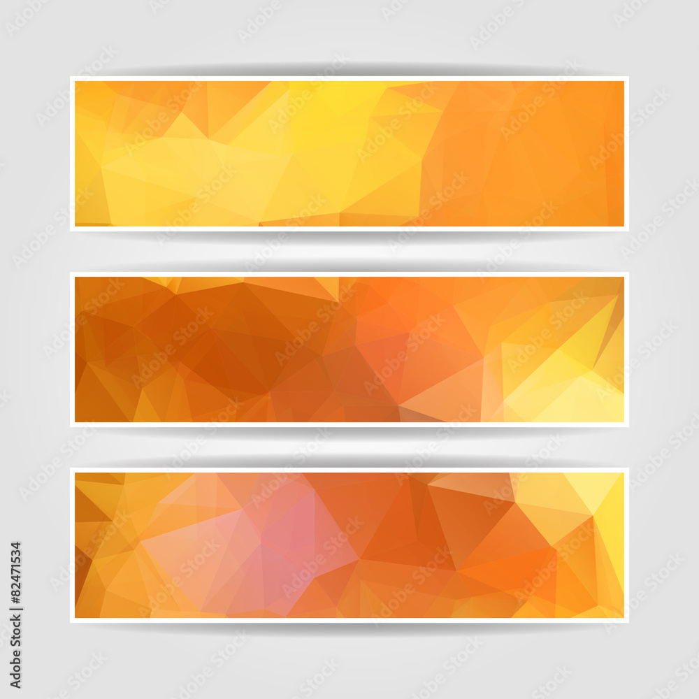 Abstract Orange Triangular Polygonal banners set