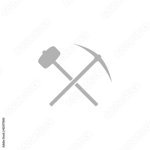 A simple icon with a pick-axe and hammer.