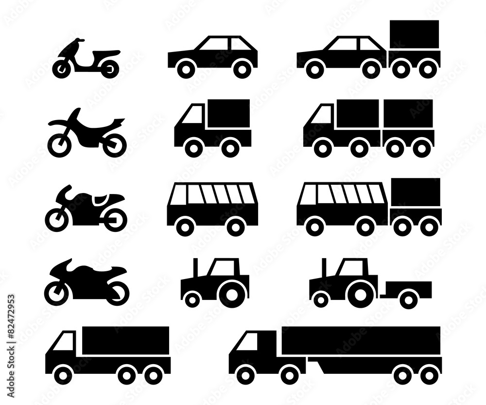 Motor vehicles icon set Motor vehicles icon set