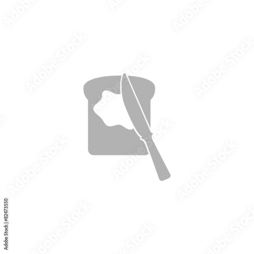 Simple icon knife with butter on bread.