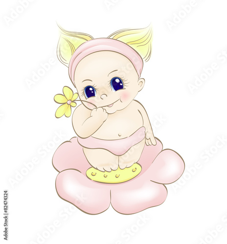 baby girl on flower