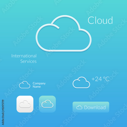 Cloud Stylish Logo Icon and Button Concept Set