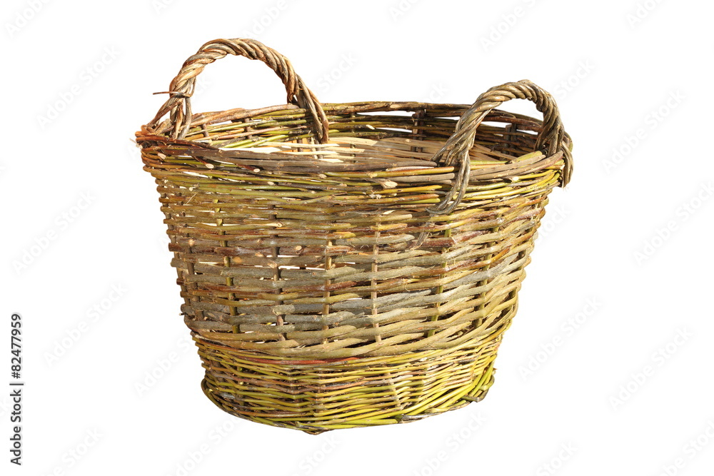 handmade wattle basket over white