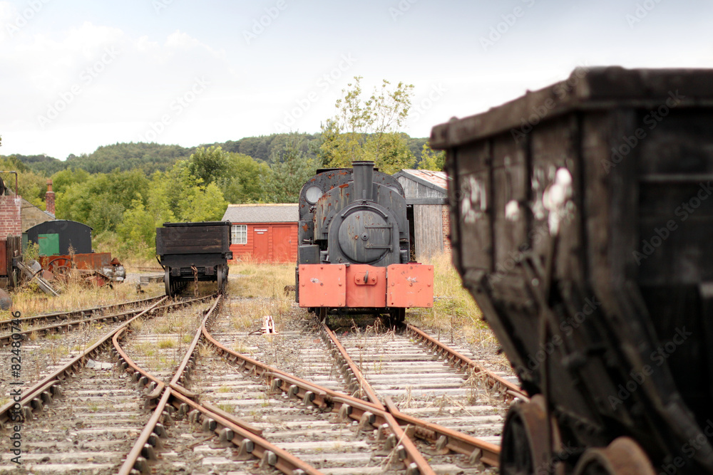Naklejka premium Train Trucks on Old Abandoned Steam Railroad