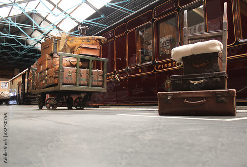 Old Fashioned Steam Railway Platform Scene