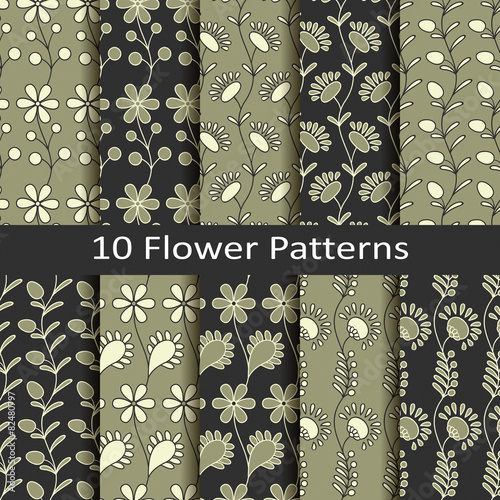 set of ten flower patterns
