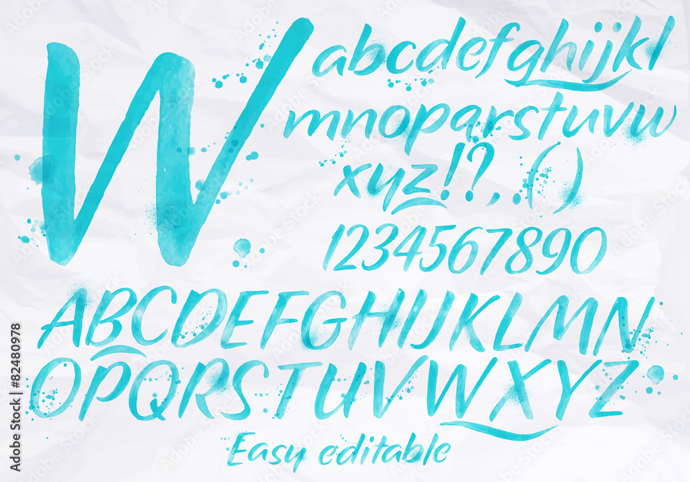 Modern alphabet blue color.