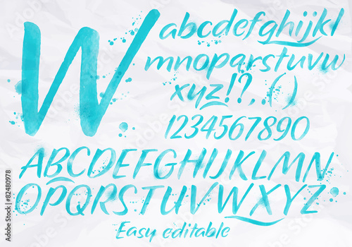 Obraz na płótnie Modern alphabet blue color. w salonie
