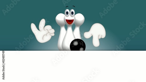 Funny cone pin with bowling ball cartoon comic illustration photo