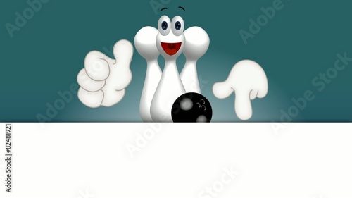 Funny cone pin with bowling ball cartoon comic illustration photo