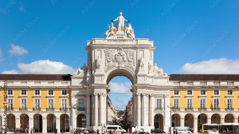 4k timelaspe of commerce square - Parça do commercio in Lisbon