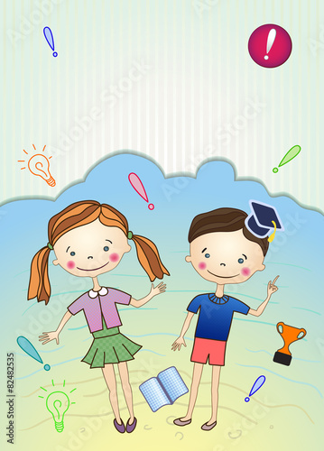 Boy and girl. School and learning