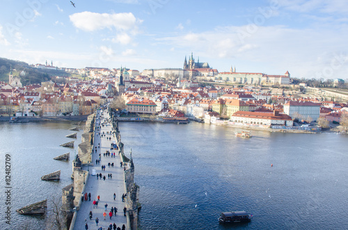 prague castle and charels bridge photo