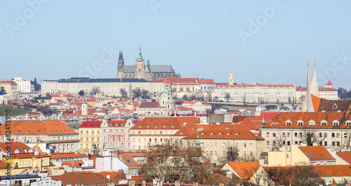 prague castle and rooftops photo