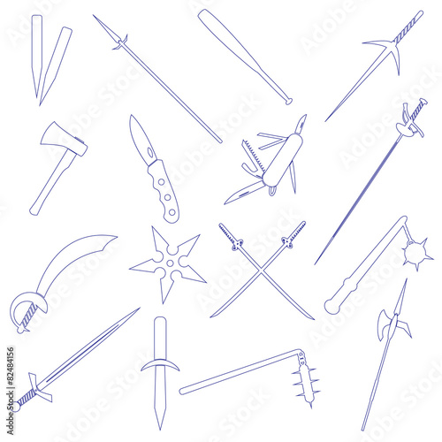 cold steel weapons simple outline icons eps10