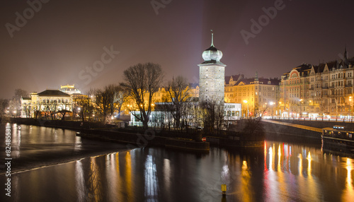 View of the riverside of Moldau/Vltava river in Prague photo