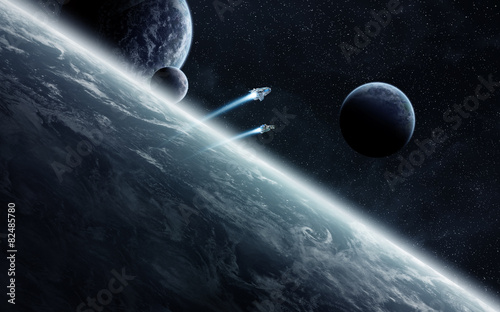 Fototapeta Naklejka Na Ścianę i Meble -  Sunrise over planets in space