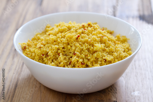 cous cous in white bowl