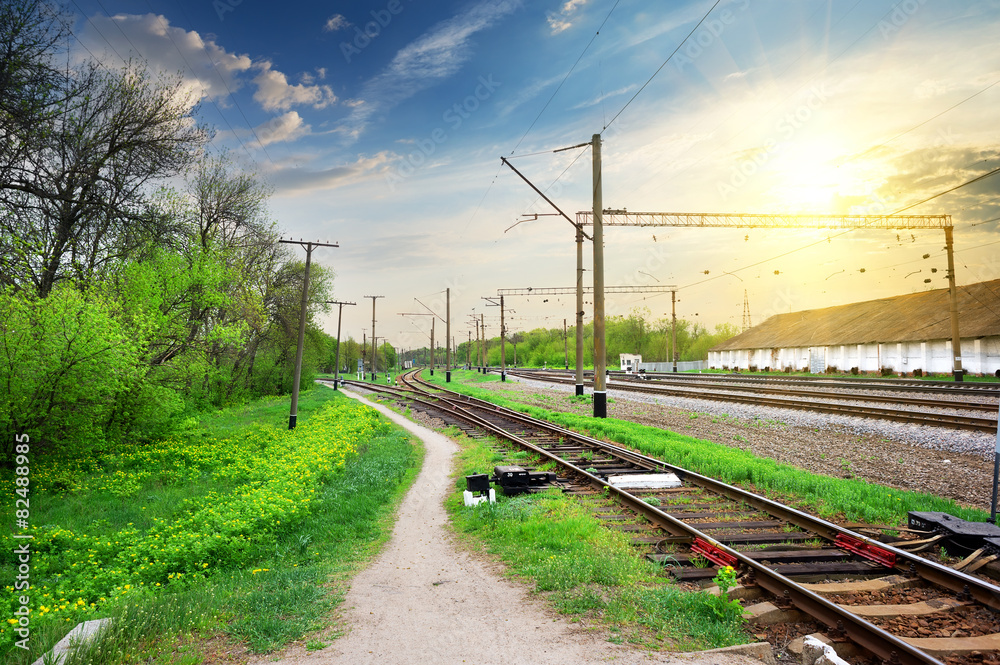 Poles on a railway