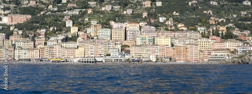 Panoramic view of Camogli from the sea