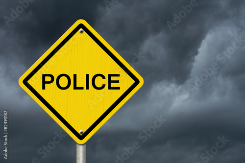 Police Caution Road Sign