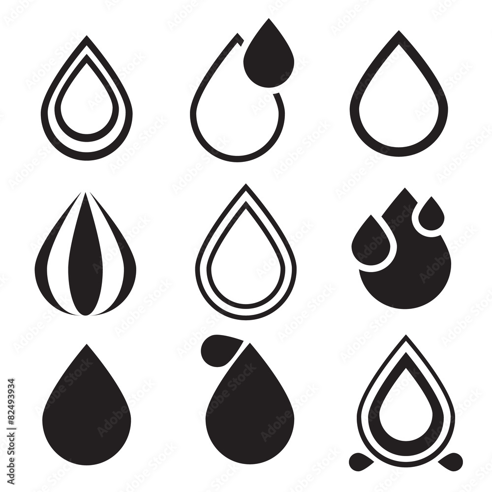 Water Drop Icons Set - Vector Water Drop Icons Set - Vector