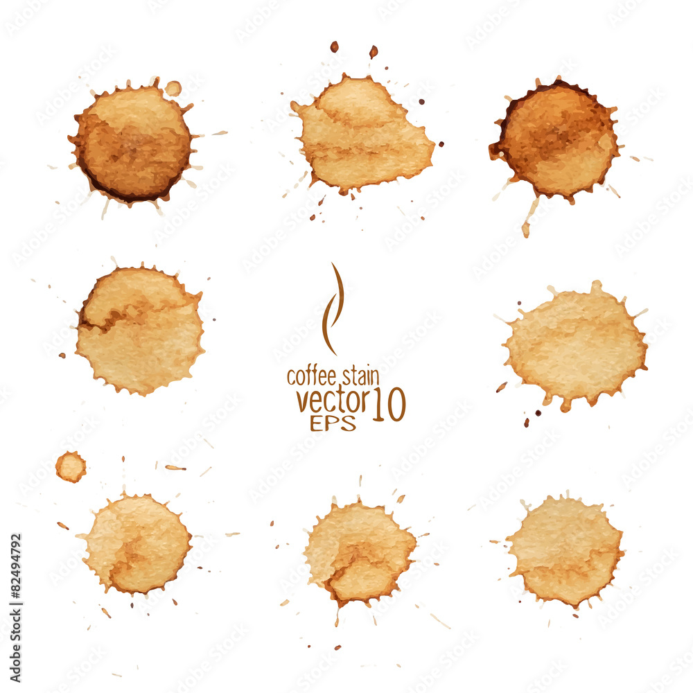 Fototapeta premium Coffee stain watercolor vector.