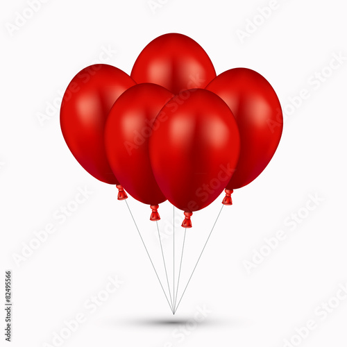 Vector modern red balloons on white