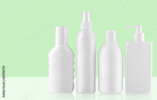 Product. Collection of various beauty hygiene containers on