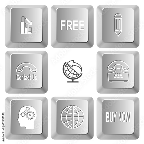 graph degress, free, pencil, contact us, globe and arrow, push-b