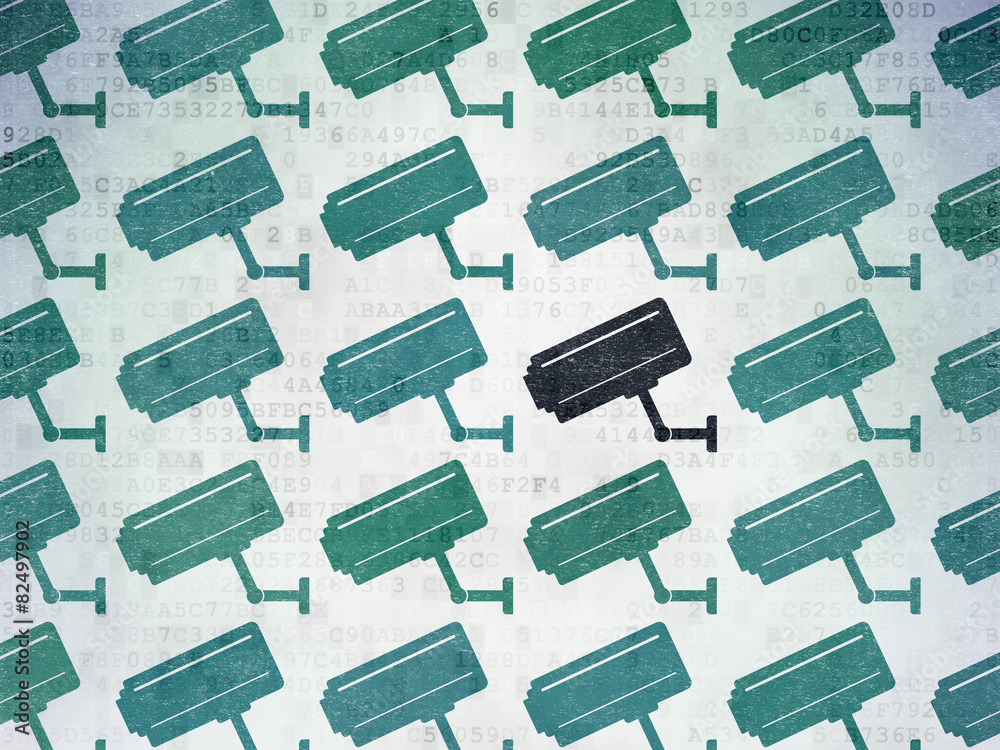 Protection concept: cctv camera icon on Digital Paper background Protection concept: cctv camera icon on Digital Paper background