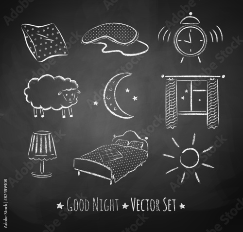 Good night vector sketchy set.