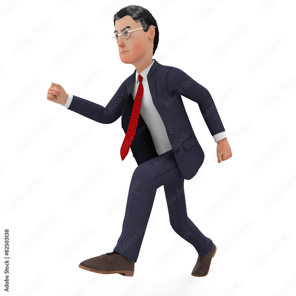 Businessman Walks Quickly Represents Fast Track And Brisk