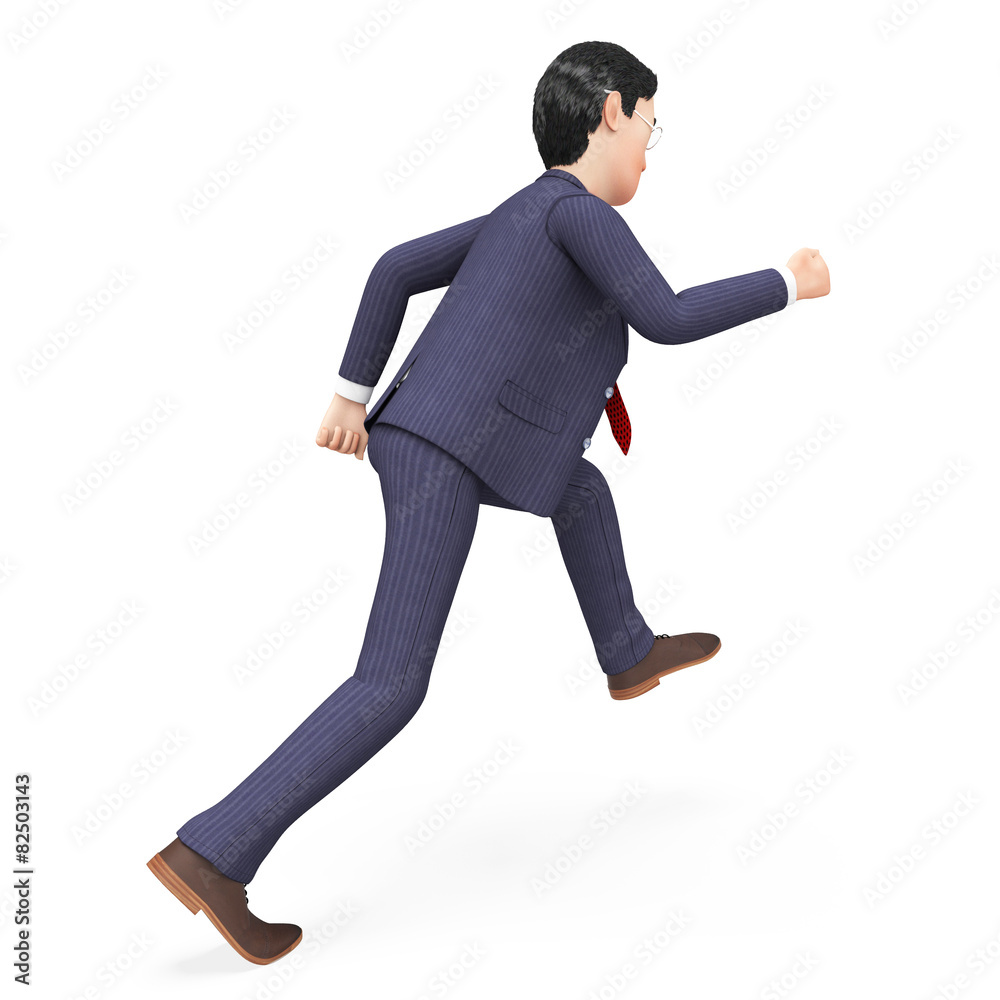 Businessman Walks Quickly Represents Fast Track And Action