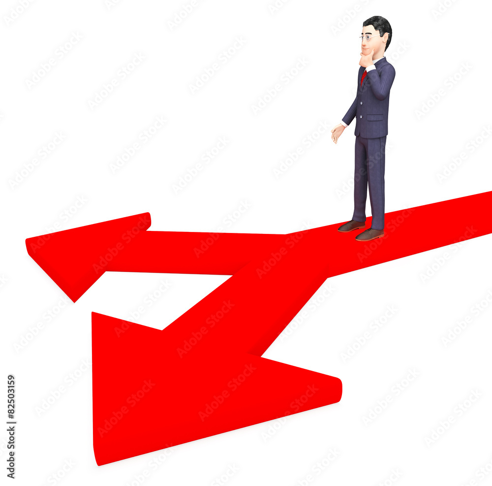 Businessman Deciding Shows Undecided Path And Corporate Businessman Deciding Shows Undecided Path And Corporate