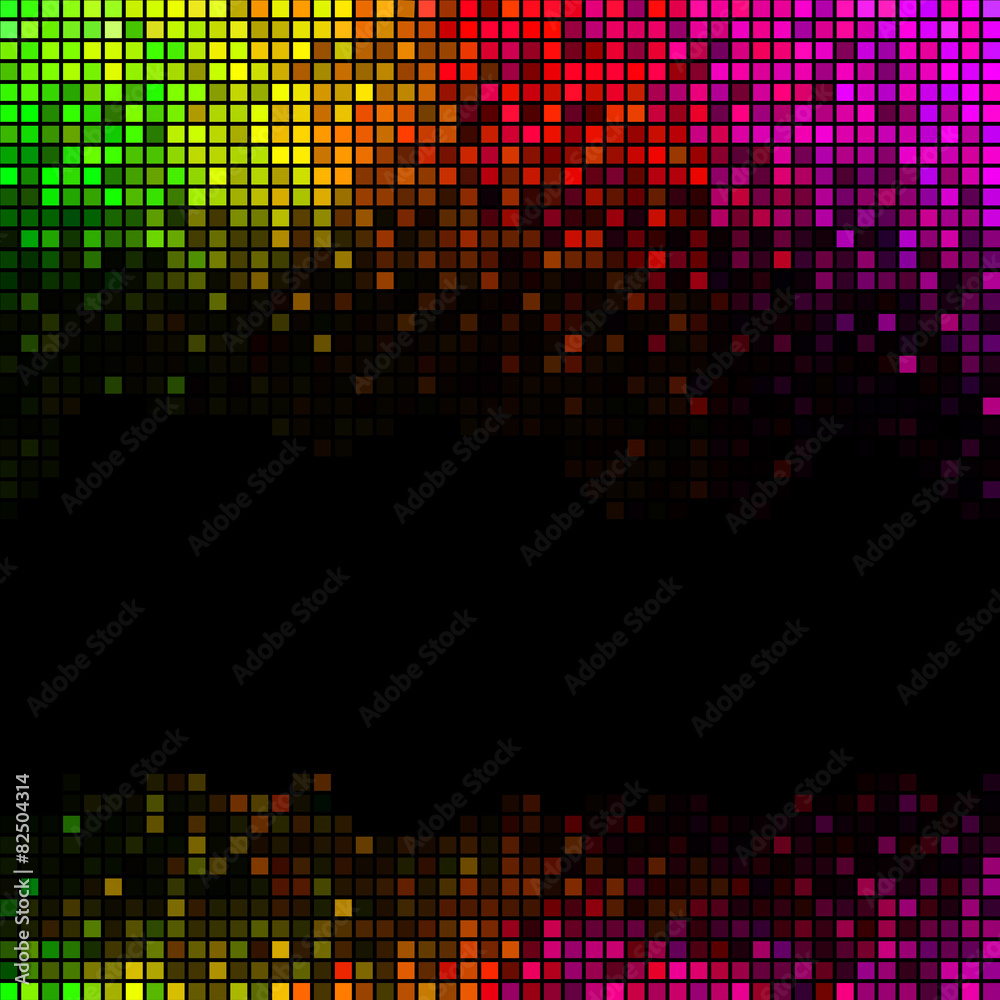 Multicolor abstract lights disco background. Square pixel mosaic Multicolor abstract lights disco background. Square pixel mosaic