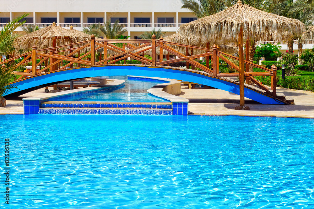 Fototapeta premium luxurious open air swimming pool at resort