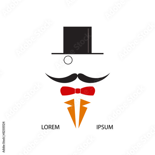 Gentleman with cylinder and a monocle. Vector illustration.