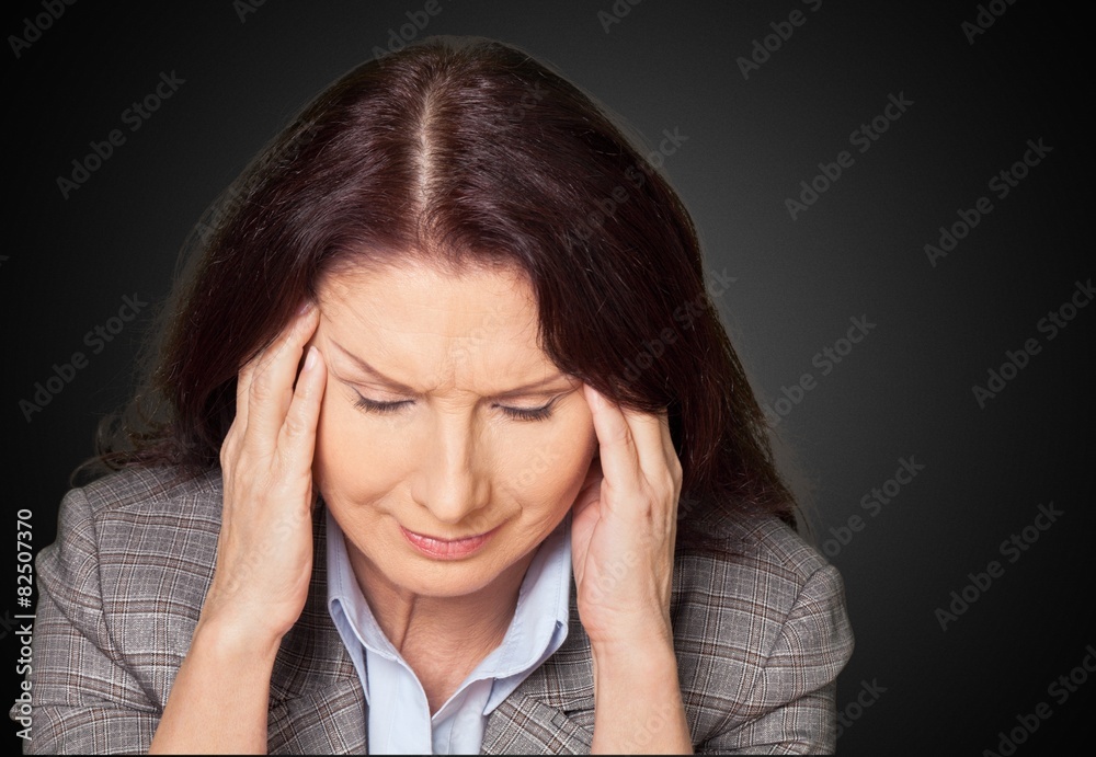Ache. Businesswoman with headache Ache. Businesswoman with headache